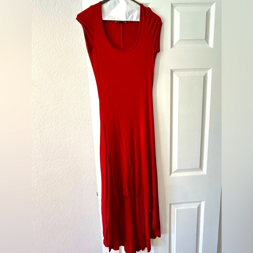 Red high low dress